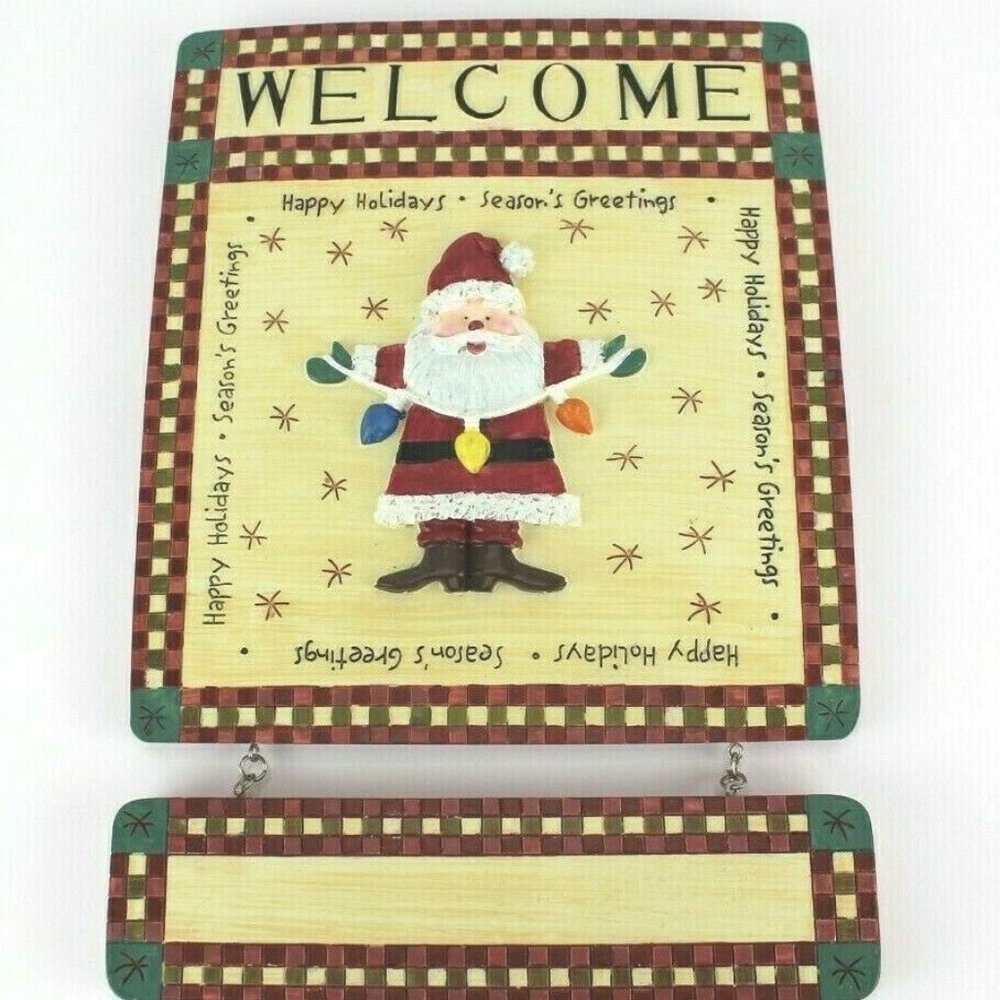Santa Claus Happy Holidays Season's Greetings WELCOME SIGN Home Trends